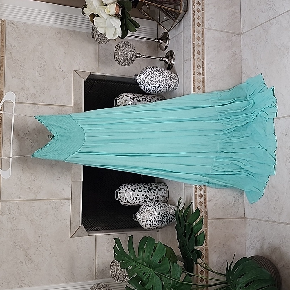 💙🩵 BOSTON PROPER Aquamarine Strapless Maxi Dress 🩵💙